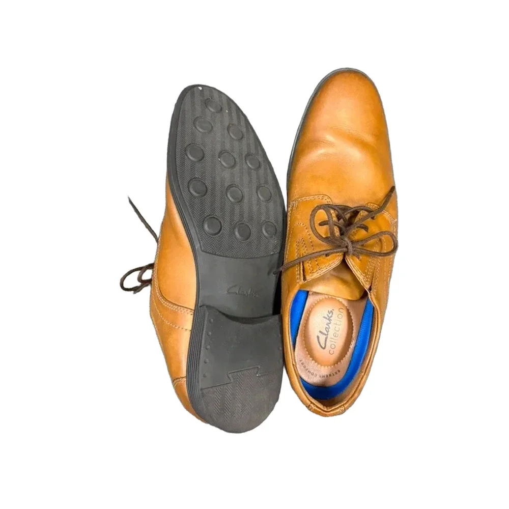 Clarks Tan Leather Plain Toe Derby Oxford